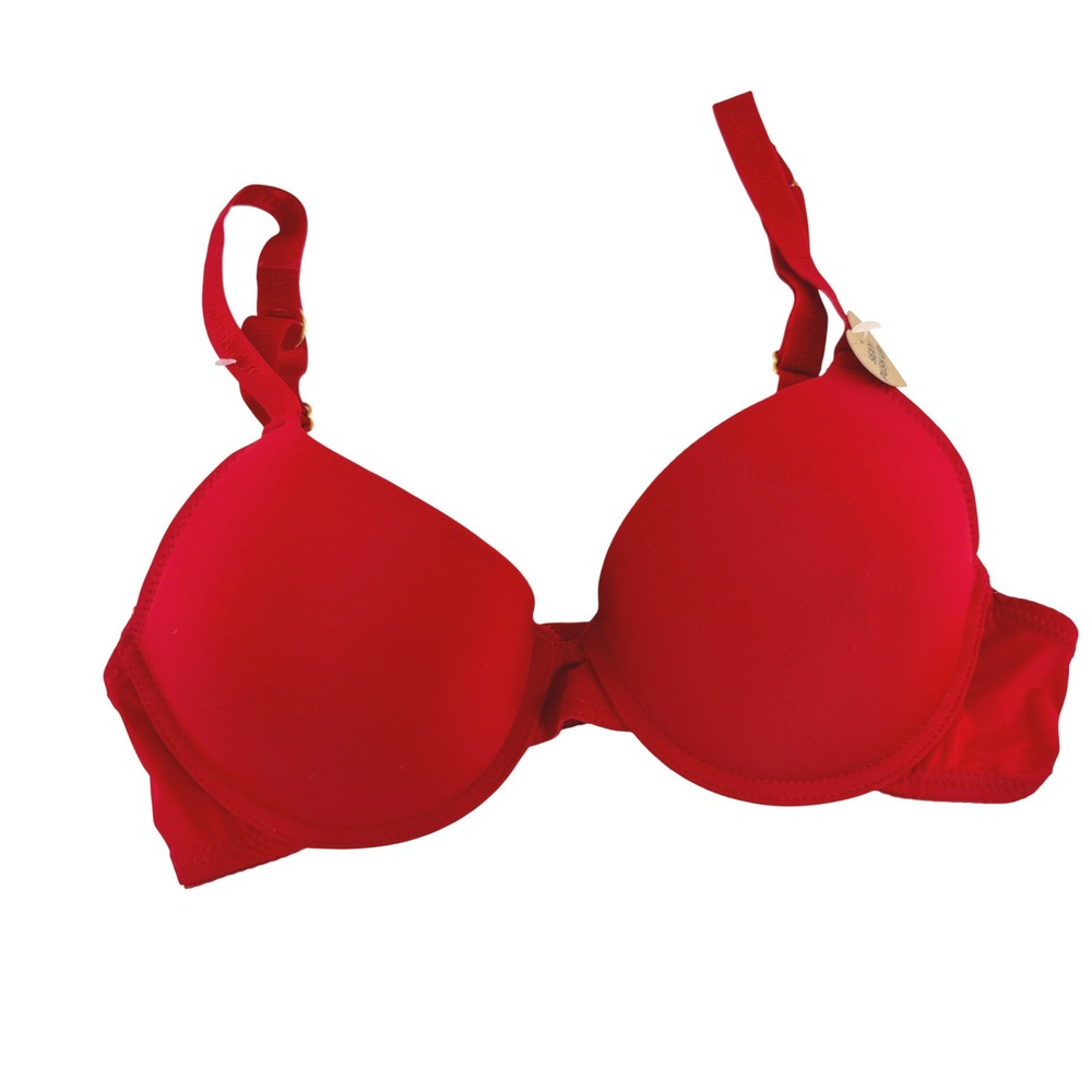 Juicy‎ Couture Red Sexy Push Up Bra 34B Underwire Padded Logo Straps
